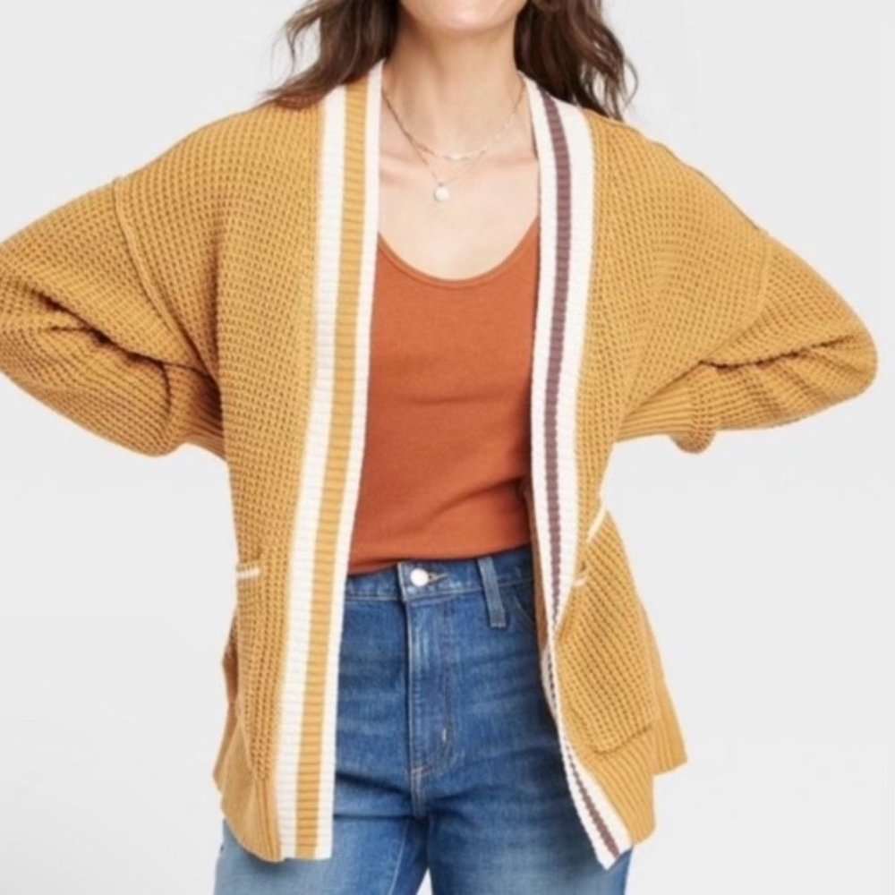 Universal Thread Women’s Striped Cardigan- Yellow Striped Size L